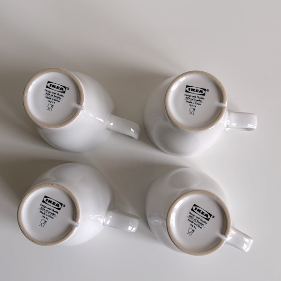IKEA Fargrik white stoneware mugs, set of 4 - Picture 9 of 11